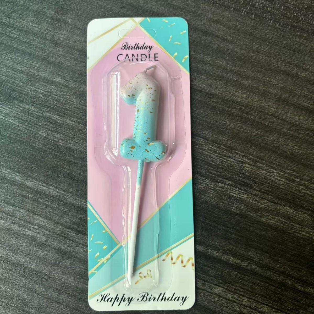 

Ins Galaxy Gradient Digital Birthday Candle Ornament Pink Blue Purple Layout Party Cake Baking Plug-in Card [Pink Blue] gradual change candle 1