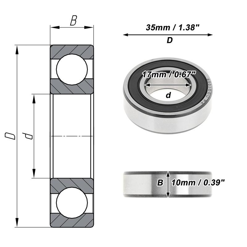 Motoforti 6003DDU Deep Groove Ball Bearings 17x35x10mm P4 Double Rubber Seal Lubricated Bearings Car Scooter Skateboard Wheel