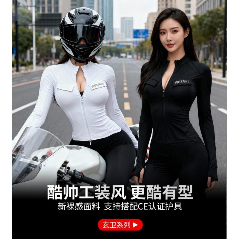 1 Womens Motorcycle Riding Jacket Soft Armor Protective Gear Slim Fit Long Sleeve PU Material