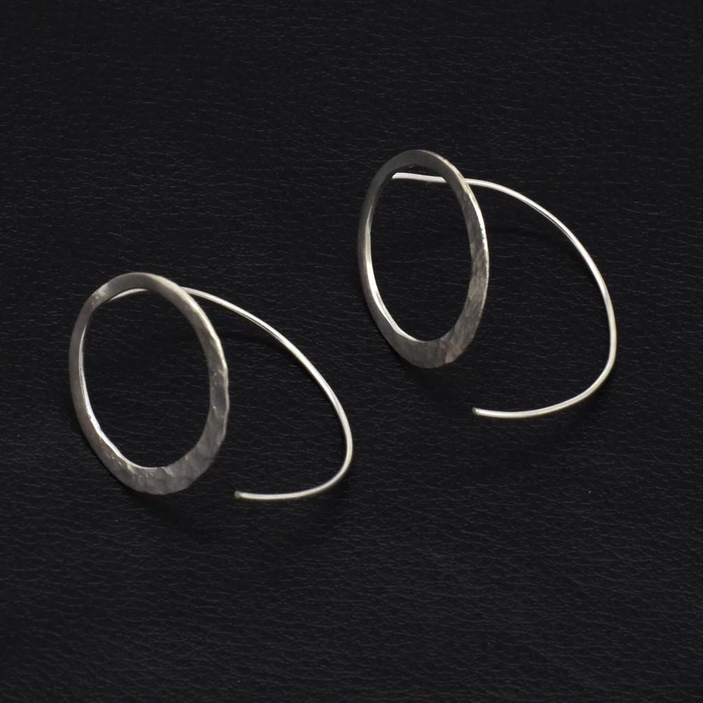 925 Sterling Silver Hammered Earrings, Round Handmade Stud Earrings, Gift For her, Anniversary Gift