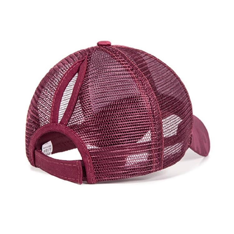 Women Outdoor Sports Hat with Ponytail Hole Camouflage Mesh Back Baseball Cap