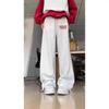 Korean-Style Fleece-Lined Wide-Leg Joggers: Solid Color Autumn/Winter Pants