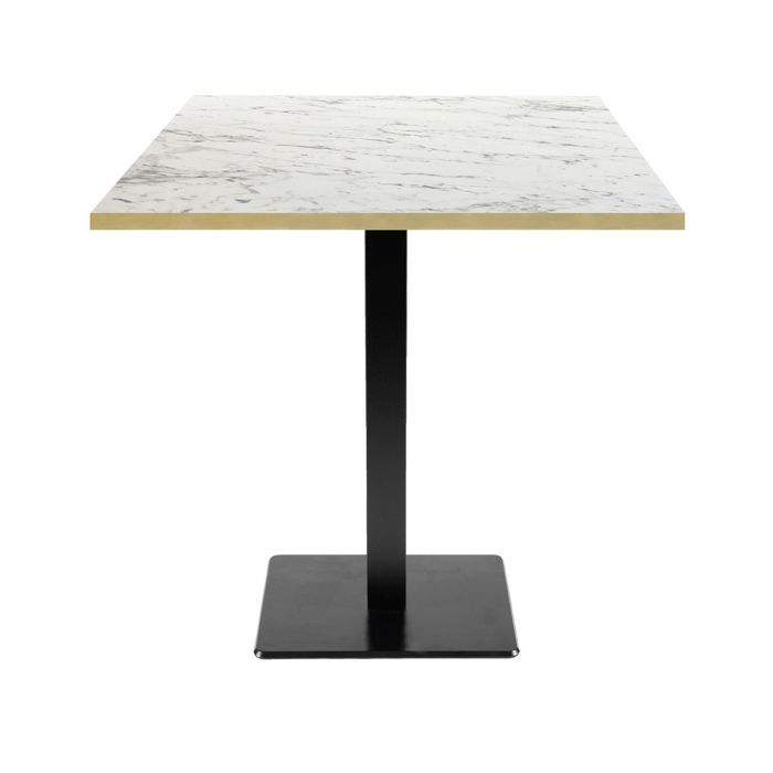 Table 70 x 70 cm - modèle Milan marbre calacatta chants laiton