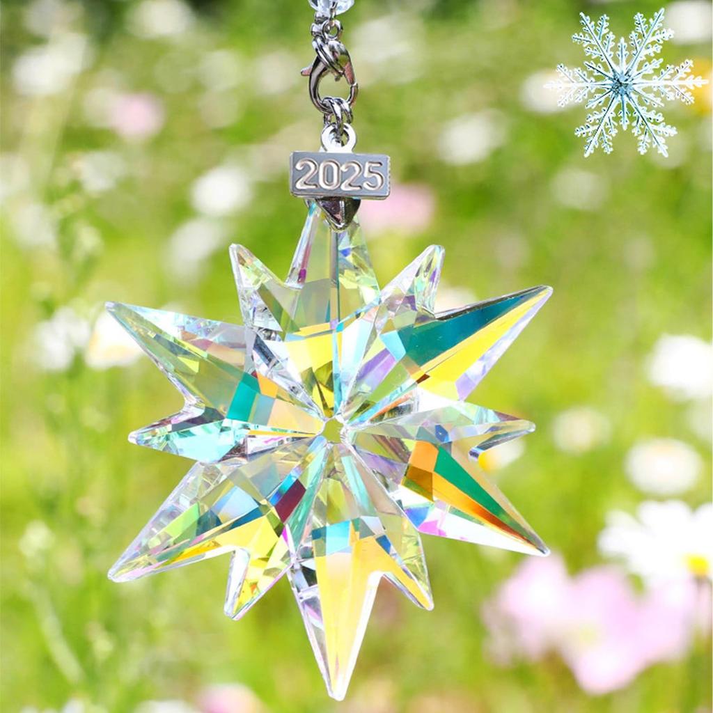 Crystal Snowflake Suncatcher Decorative Crystal Snowflake Star Pendant Suncatcher