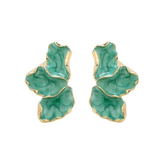 1 Pair Lady Earrings Petal Shape Oil Dripping Smooth Maple Decor Smooth Anti-slip Lightweight Prom Dating Cocktail Party Stud Earrings