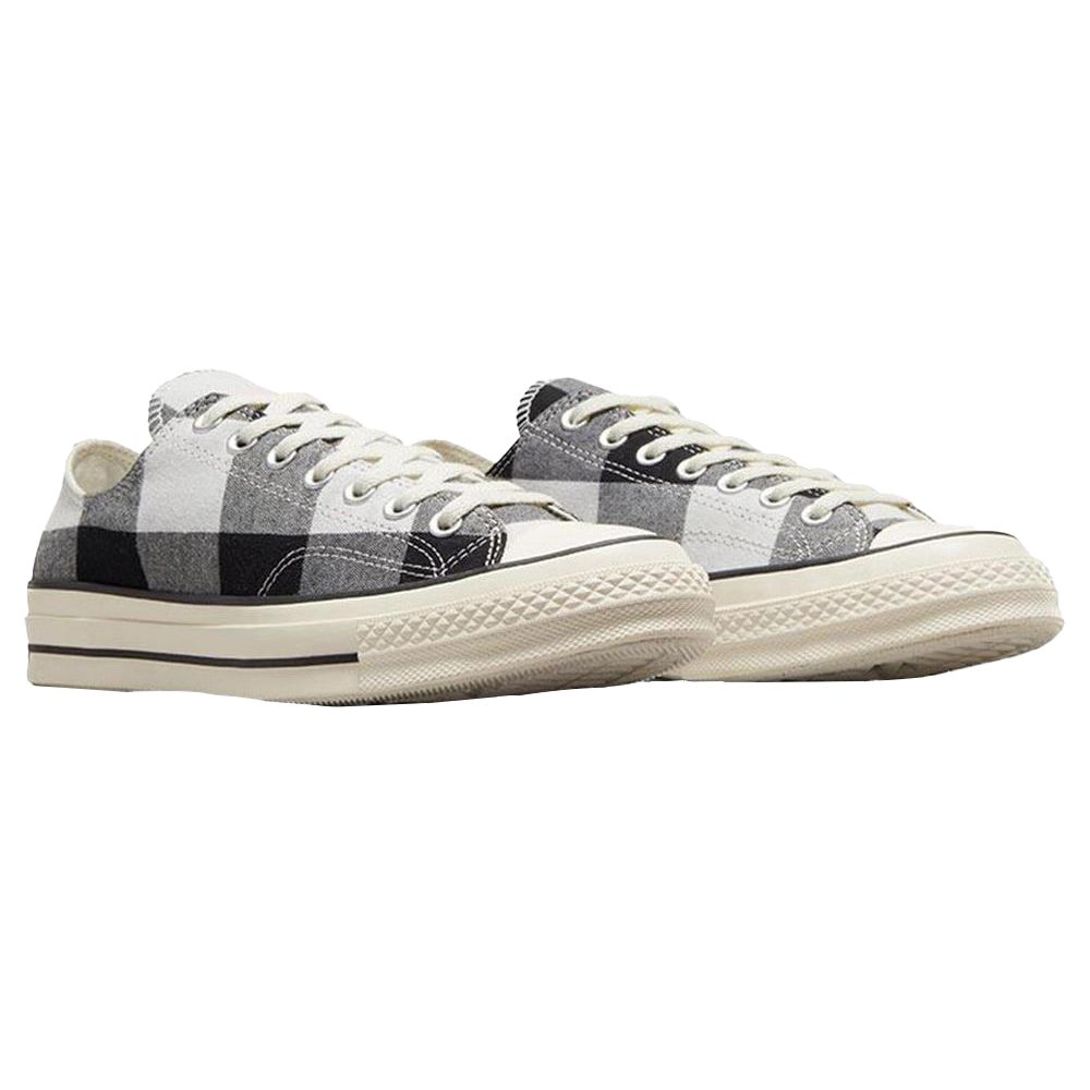 Beyond Retro x Converse Chuck 70 Low Upcycled Flannel Unisex Sneakers Black Grey Pristine A05313C