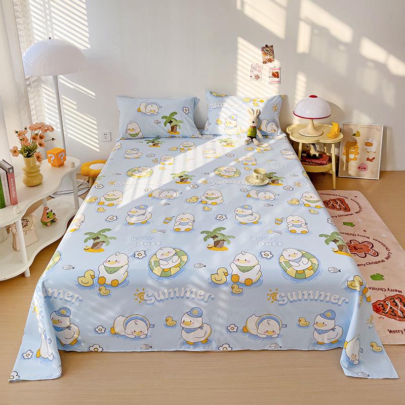 Skin-friendly Flat Bedsheet Cartoon Style Bed Linen Printed Bed Sheet Single/Double Flat Sheets sabana (Pillowcase Need Order)