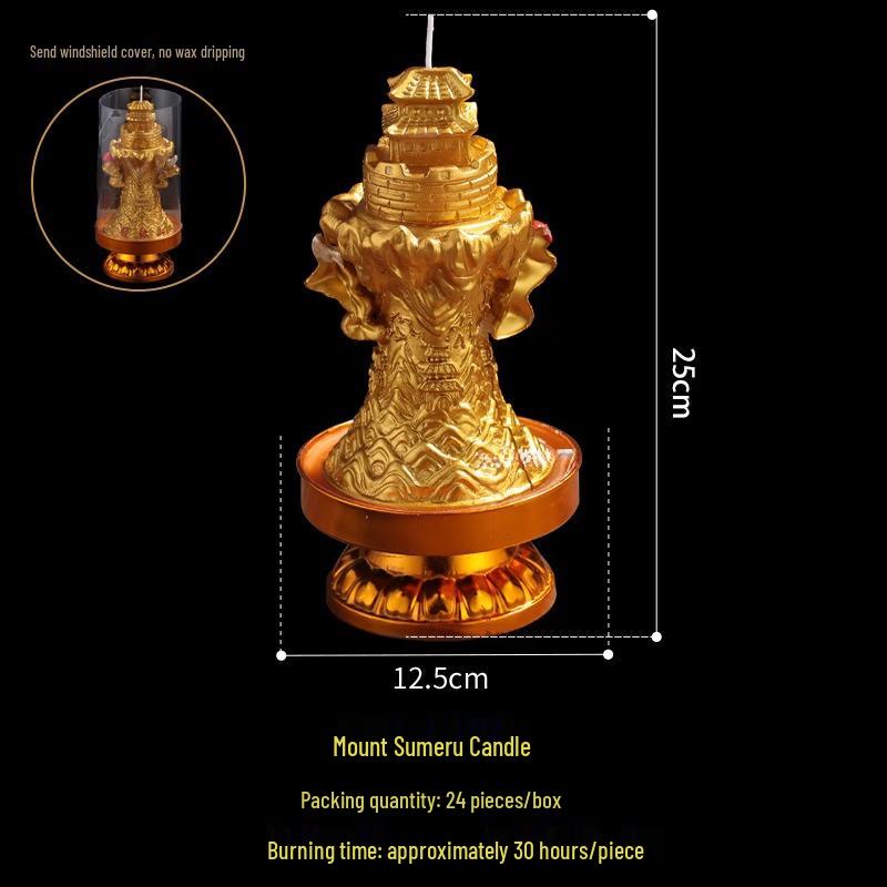 Windproof Lotus Candle - Sumeru Mountain Design
