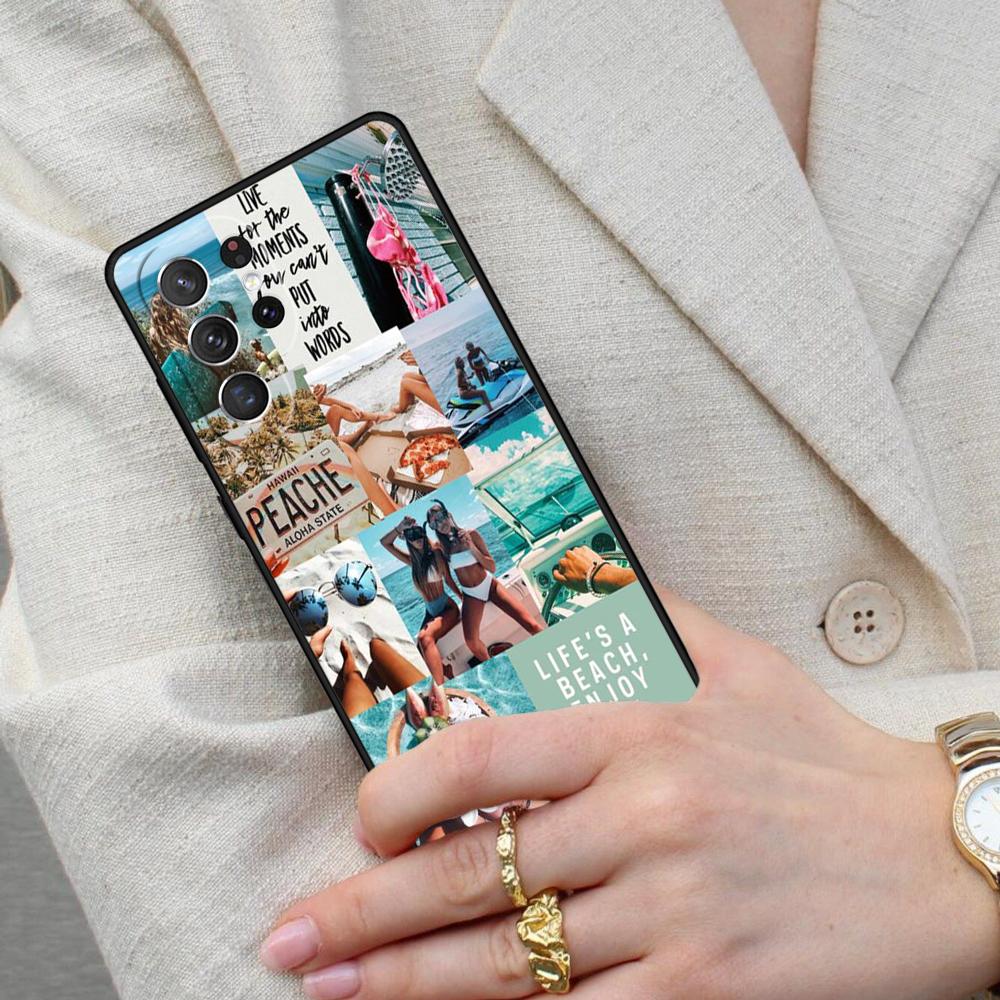 Surf Beachy Blue Summer Collage Cell Phone Case for Samsung Galaxy S26 Ultra S25 S24 S23 S22 S21 S20 Note10 Cover