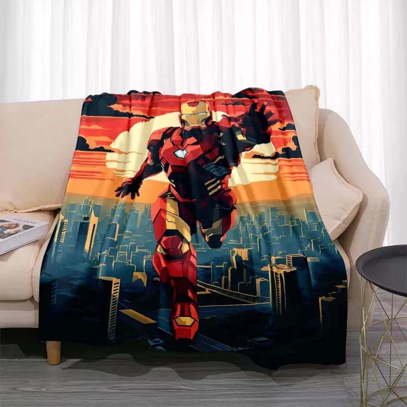 Manta Cálida de Dibujos Animados de Iron Man para Habitación, Suave y Cómoda, Portátil para Viajes y Picnic, Regalo para Familiares o Amigos