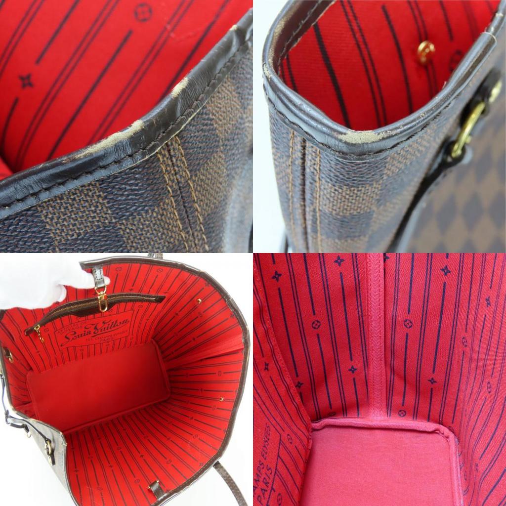 Used LOUIS VUITTON Tote Bag Neverfull MM N51105 Damier Ebene Brown Shoulder