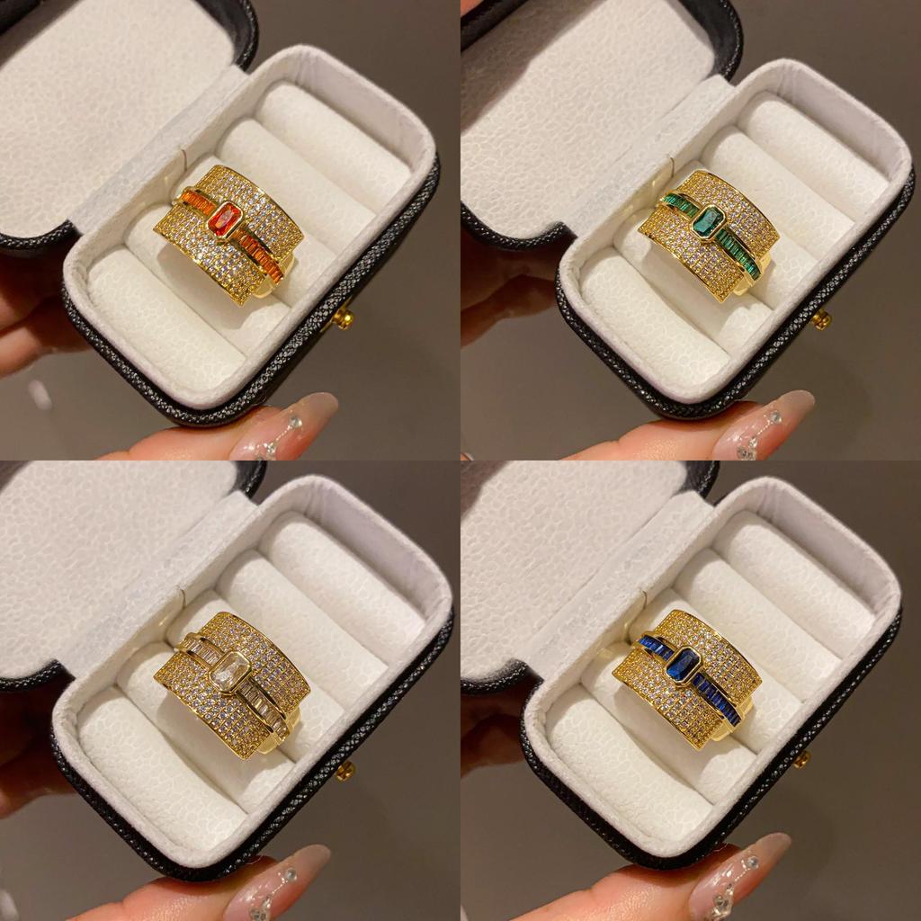 Retro Artistic Copper Ring With Zircon Stones For Womens Fashion Jewelry