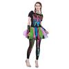 Women Funky Punk Bones Costumes Skeleton Colorful Tutu Dress