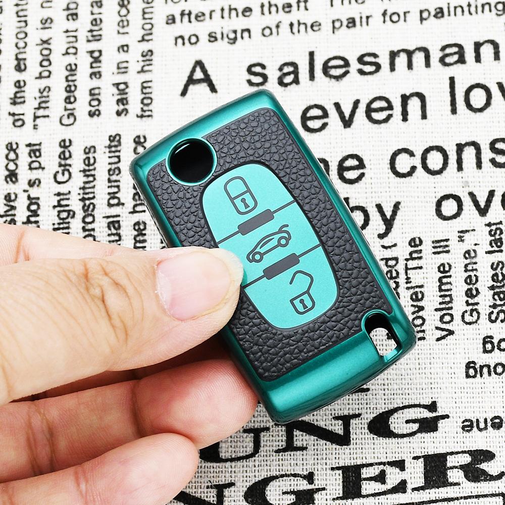 Tpu Leather For Citroen Xsara Berlingo C2 C3 C4 C5 C6 Flip Car Key Case Cover For Peugeot 207 307 308 407 607 807 Protector Fob