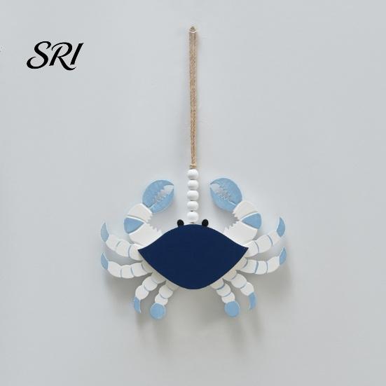 Turtle Coastal Ornament Handmade Wooden Beach Hanging Ornaments Rustic Lobster Crab Marine Animal Decor Seaside Atmosphere Decoration Ocean Theme Wall