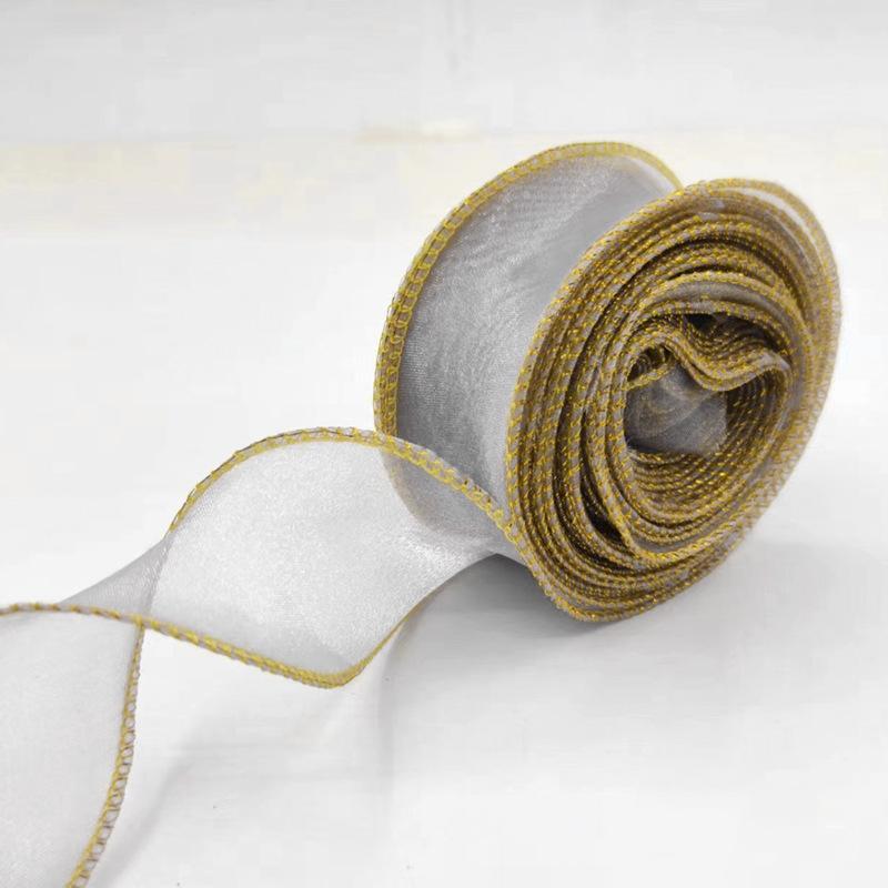 1 Roll Diy Bow Bouquet Voile Ribbons 4X900Cm Fishtail Organza Ribbon Reflective Iridescent Wavy Edge Ribbon For Gift Wrapping