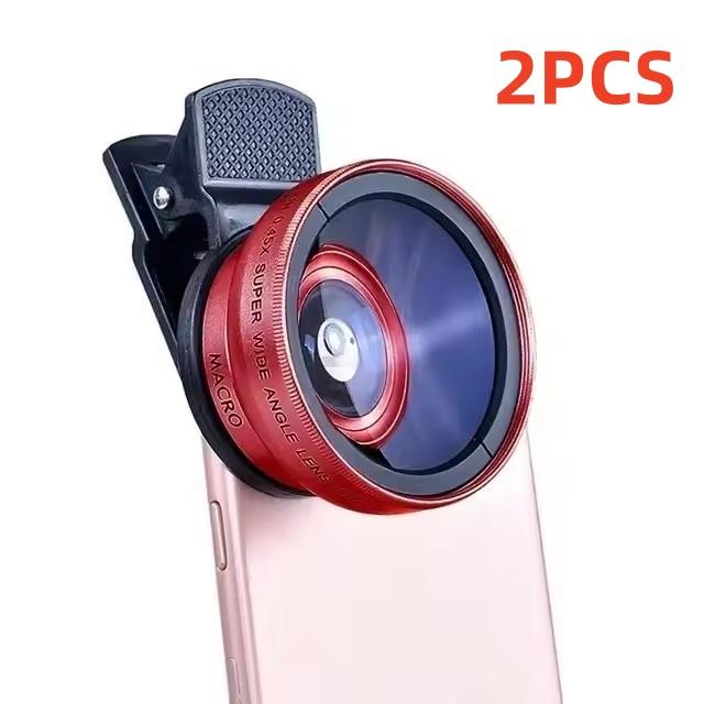 2 In 1 Lens Universal Clip 37mm Mobile Phone Lens Professional 0.45X 49Uv Super Wide-Angle + Macro Hd Lens for iPhone Android