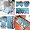 Luxurious 3pcs Beach Nonslip Bathroom Toilet Seat Cover Pedestal Rug Bath Mat Carpet Set