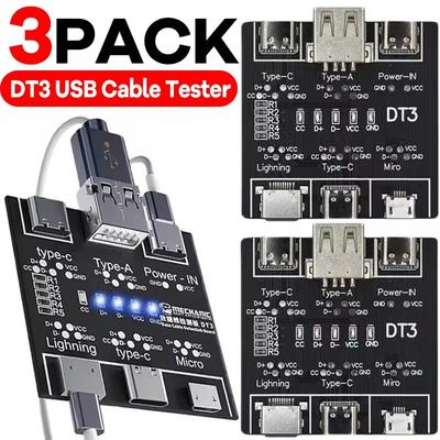 1-3 Stück DT3 USB-Tester Datenkabel Erkennungsplatine für iOS Android Micro Typ-C Kurzschluss Ein-Aus Schalter Testplatine Werkzeug