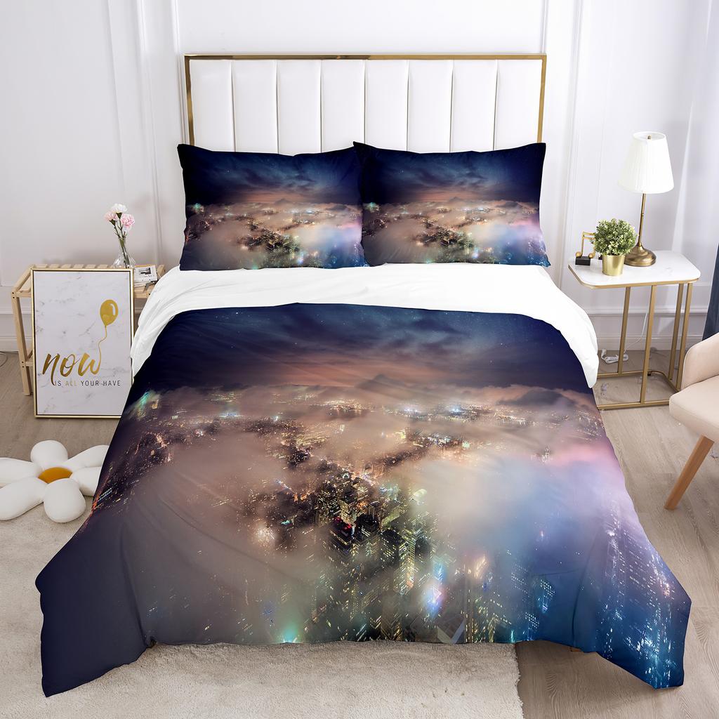 Galaxy Duvet Cover King 3D Space Themed Bedding Set Microfiber Soft 3pcs Universe Pattern
