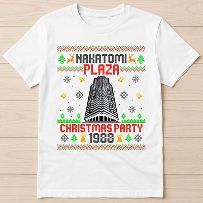Nakatomi Plaza 1988 Christmas Party 80's Die Movie Bruce Xmas Design Music Funny Gift Tee T Shirt G1380