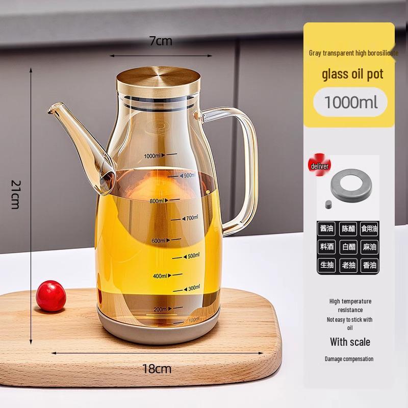 Glass Oil Dispenser: Leak-Proof, Precise Measurement for Cooking Oils, Soy Sauce, or Vinegar. Perfect for Your Kitchen.
