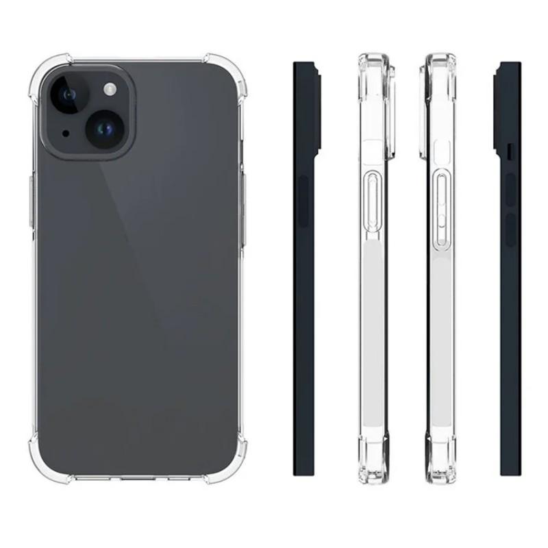 For iPhone 15 Plus Back Cover WANLONFENG TM Series 2.0mm Clear TPU Phone Case (Big Lens Hole)