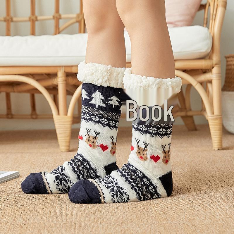 Women's Fleece-Lined Anti-Slip Christmas Socks for Home