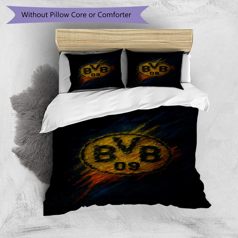 3pcs Duvet Cover Set (1*Duvet Cover + 2*Pillowcase, Without Core), Borussia Dortmund Print Bedding Set, Bedroom Decor, All‑Season, Birthday Gift