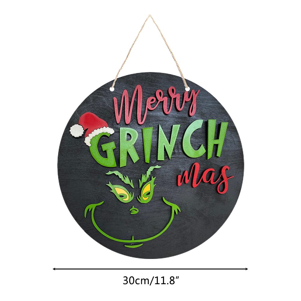 Christmas Welcome Door Sign Green Wooden Wreath for Front Door Wall Porch Indoor Outdoor Decor Party Decorations