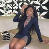 Chic European & American Spring/Autumn Women's Dress: Sleek, Sexy, Bodycon Hip Skirt with Long Sleeves for Nightclub Wear