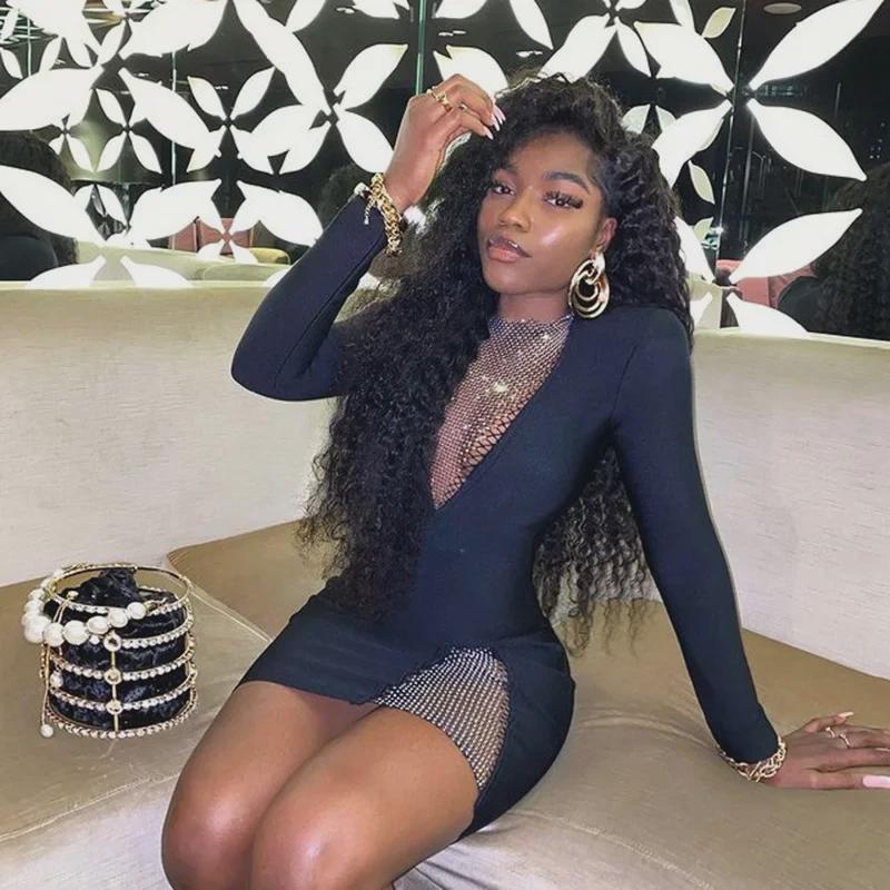 Chic European & American Spring/Autumn Women's Dress: Sleek, Sexy, Bodycon Hip Skirt with Long Sleeves for Nightclub Wear