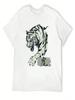 Cool Japanese Tiger Art With Kanji T-Shirt Funny Meme T-Shirts Cheap Stuff Boys Animal Print T-Shirt Unisex