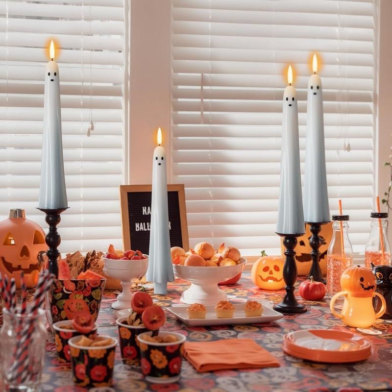 New Flameless Cone Electronic Remote Control Candle  Halloween Decorative Plastic Material Ghost Flameless Candle