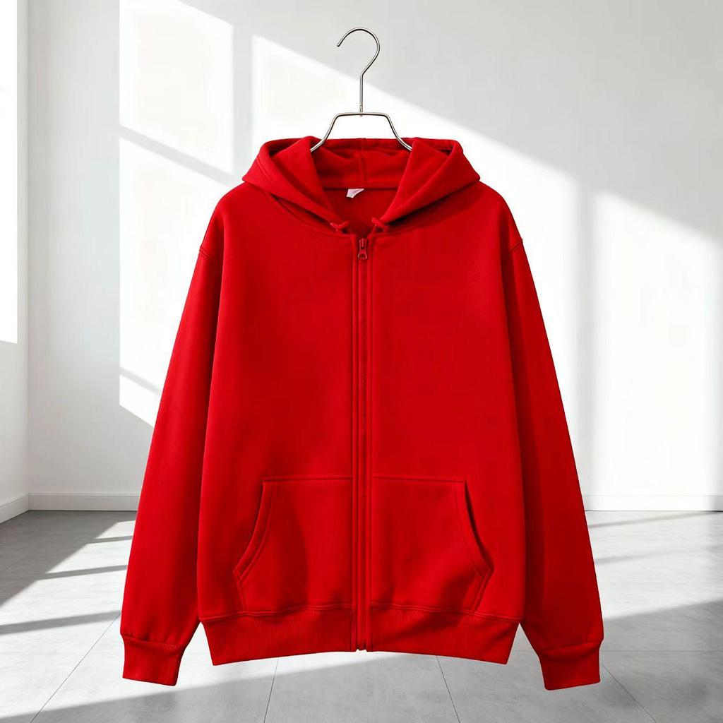 Unisex Cross-Season Hooded Fleece Jacket: Autumn-Winter Zip-Up Cardigan
