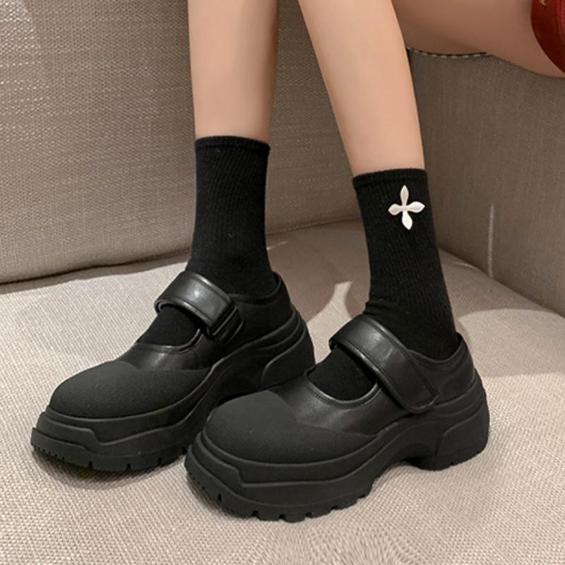French Vintage Mary Janes Single Shoes 2023 Spring Summer New Small White Shoes Super Thick Soled Canvas Women's Sports Shoes