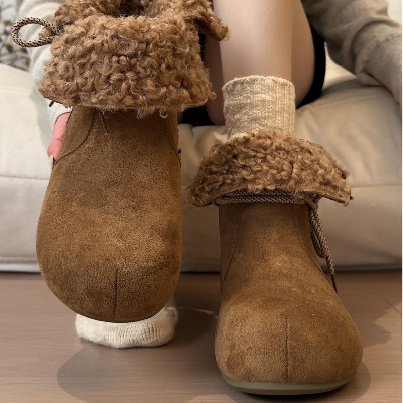 Winter New Boken Boots Women Wear Warm Thick Velvet Snow Boots Big Head Women's Boots
