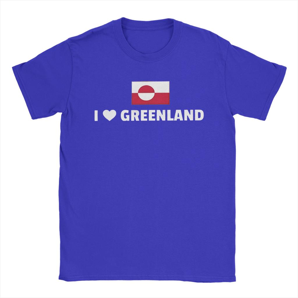 Greenland Flag TShirts Men Funny Pure Cotton Tee Shirt Crew Neck Short Sleeve T Shirts Gift Idea Clothes