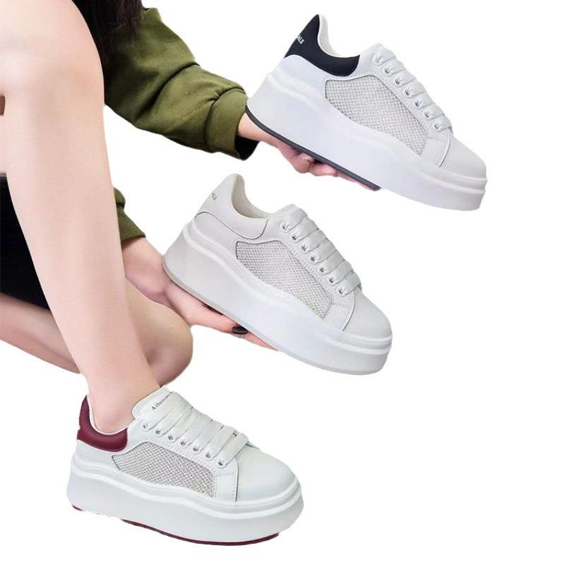 Mesh Breathable Platform White Shoes Women's Fashion All-Match Summer Casual Sneakers Real Platform Shoes Women