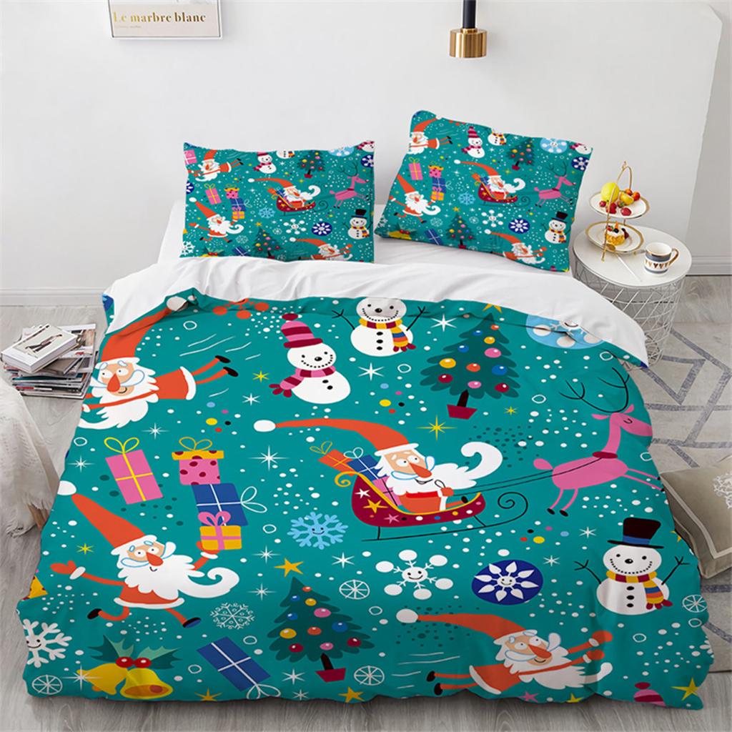 Christmas Cat Duvet Cover Merry Christmas Microfiber Cartoon Animal Santa Claus for Women Children Teen Gift Bedroom Decorations