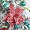 Large Glitter Artifical Christmas Flowers Merry Christmas Tree Decoration Happy New Year Ornaments Xmas Ornaments