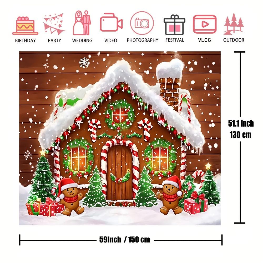 1Pcs Sparkling Gingerbread House Tree Decoration Background Winter Backdrop For Photo Studio Photo Booth Party