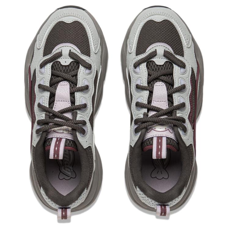 Li Ning Honey 2 Versatile Retro Thick Sole Fashionable Casual Shoes Women Sneakers Gray-Brown AGCV002-1