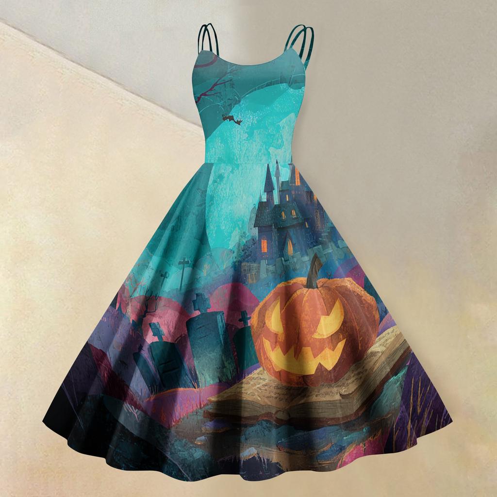 Women's Casual Sleeveless Off Shoulder Dress with Print for Party and Festive Wear