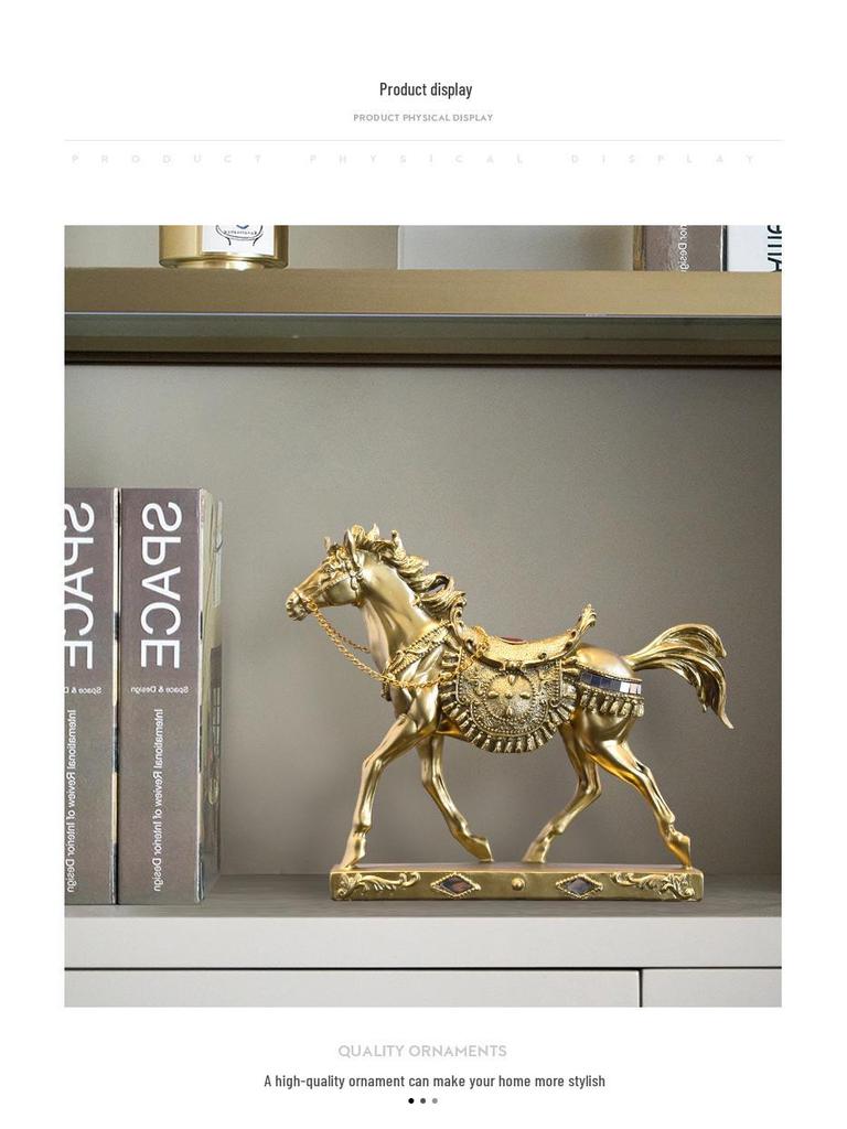 Elegant Resin Horse Ornaments for Luxury Home Decor – Perfect for Living Room and Wine Cabinet.