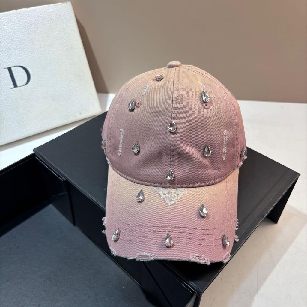 Original design~ New niche water drop drill gradual change cotton baseball cap triangular hole casual cap