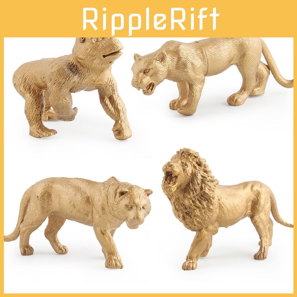 Gold Animal Figurine With Pliable Plastic Wildlife Model For Gift And Collection Display