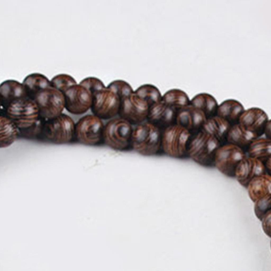 Ethnic Handmade Wood Rosary Beads Necklace Eco Friendly Wood Beaded Necklace Adjustable Length Boho Sweater Neck Jewelry