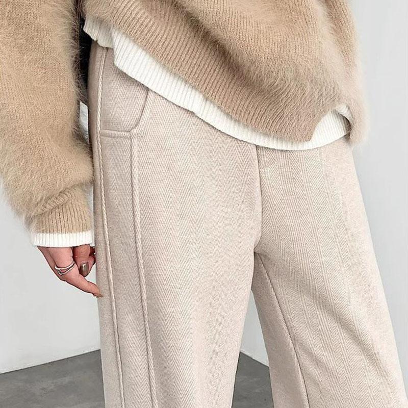 Pants for Women Elastic High Waist Long Trousers Plus Size  Thickened Stretchy Solid Colour Versatile Casual Wide-Leg Pants Pants