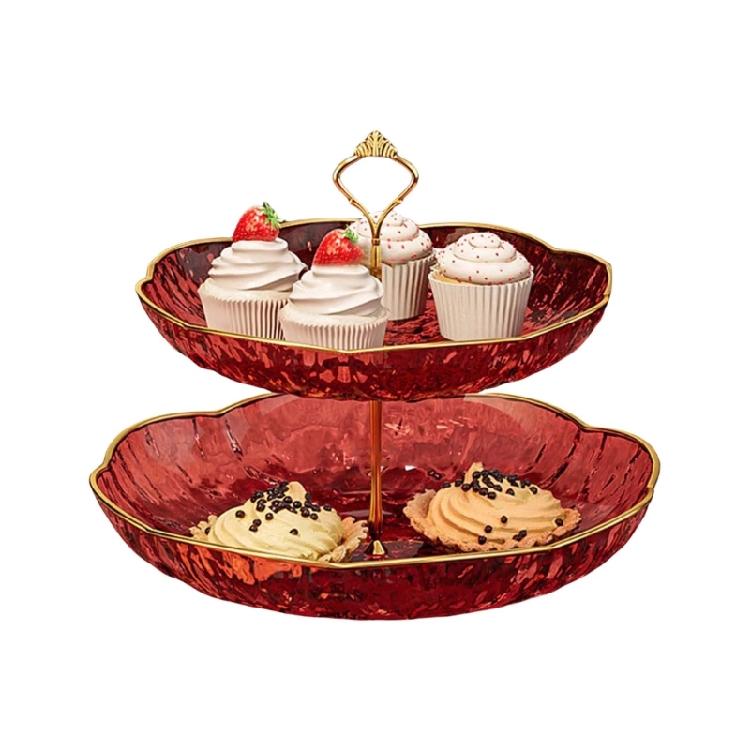 Elegant Cake and Snacks Organizers Display Rack Multilayer Serving Tray Suitable for Parties and Weddings Displaying красный